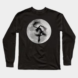 Ballerina silhouette and full moon - sand explosion - dance lover / ballet lover - gift idea Long Sleeve T-Shirt